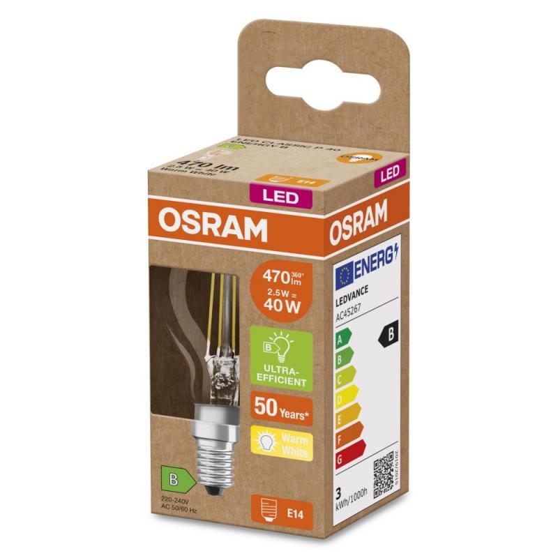 Osram E14 LED Tropfenlampe CLASSIC besonders effizient 2,5W wie 40W 2700 K warmweißes Licht